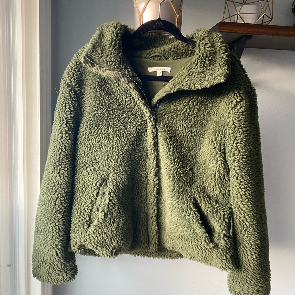 Oversized Green Sherpa Pacsun Coat